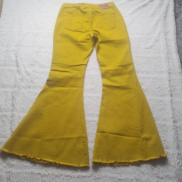 Home Folk Mustard Yellow Wide Flare Women's Pants Size 12 NWT Bell bottom - Picture 13 of 16